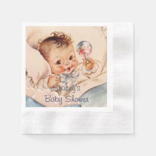 Niedliches Baby mit Rattle, Babydusche Napkins Serviette