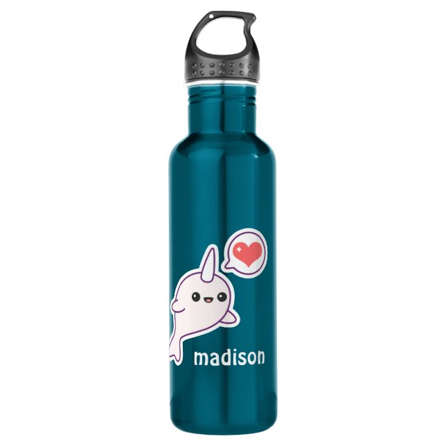 Niedliches Baby Narwhal Edelstahlflasche (Vorderseite)
