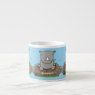 Niedliches Baby-Nashorn Cartoon-Illustration Espressotasse