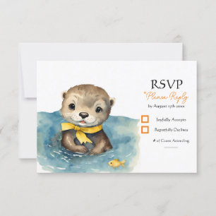 Niedliches Baby Otter Gender Neutral Baby Dusche RSVP Karte