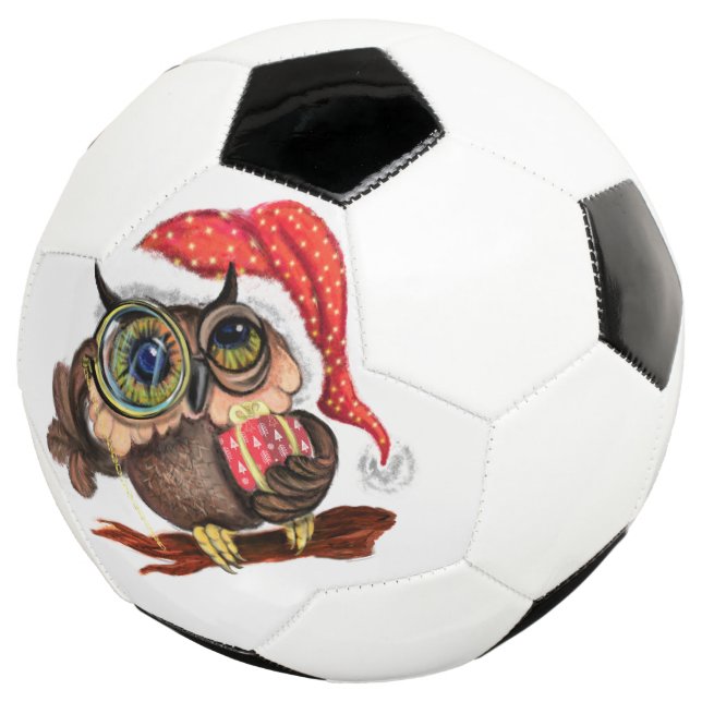 Niedliches Baby Owl in Christmas Hat Soccer Ball G (Dreiviertel)