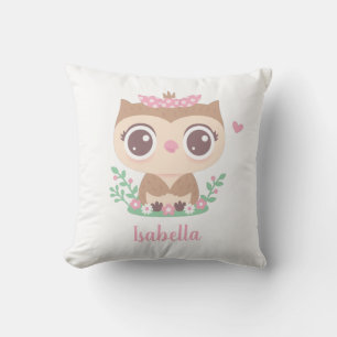 Niedliches Baby Owl mit Bow Baby Girl Kinderzimmer Kissen