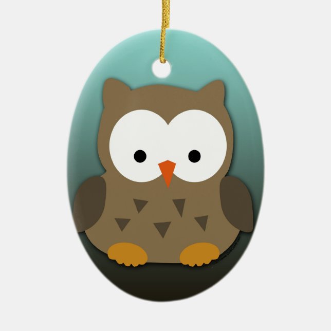 Niedliches Baby Owl Personalisiert Keramikornament (Vorne)