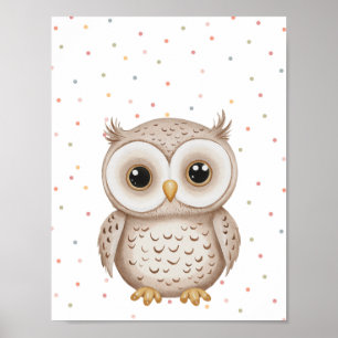 Niedliches Baby Owl Woodland Animal Kinderzimmer P Poster