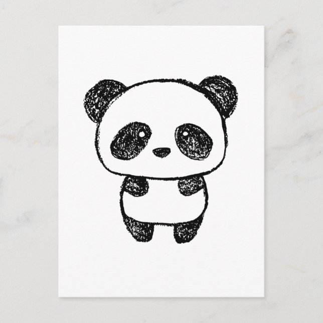 Niedliches Baby Panda Gezeichnet in Charcoal #3 Po Postkarte (Vorderseite)