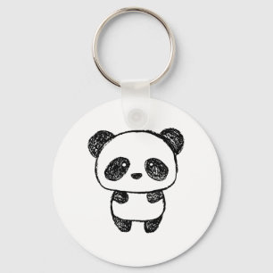 Niedliches Baby Panda Gezeichnet in Charcoal #3 Schlüsselanhänger