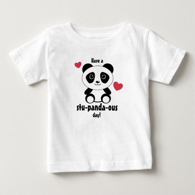 Niedliches Baby Panda im Winterschnee grau Baby T-shirt (Vorderseite)