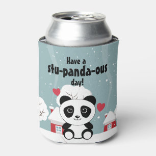 Niedliches Baby Panda im Winterschnee grau Dosenkühler