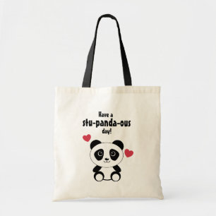 Niedliches Baby Panda im Winterschnee grau Tragetasche