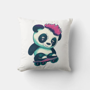 Niedliches Baby Panda mit Mohawk Skater Panda Kissen