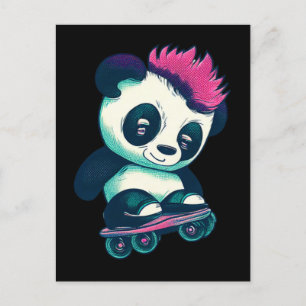 Niedliches Baby Panda mit Mohawk   Skater Panda Postkarte