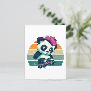 Niedliches Baby Panda mit Mohawk   Skater Panda Postkarte
