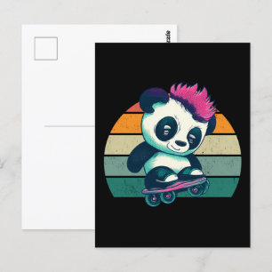 Niedliches Baby Panda mit Mohawk Skater Panda Postkarte