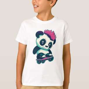 Niedliches Baby Panda mit Mohawk   Skater Panda T-Shirt