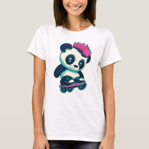 Niedliches Baby Panda mit Mohawk Skater Panda T-Shirt