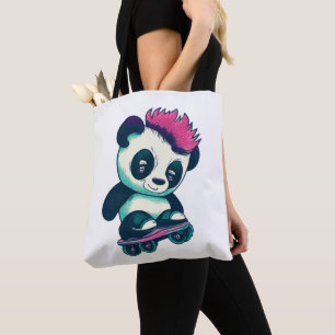 Niedliches Baby Panda mit Mohawk Skater Panda Tasche