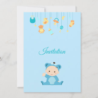 Niedliches Baby-Party blau Einladung