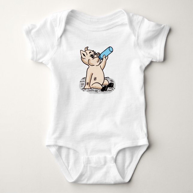 Niedliches Baby Pig Cartoon Design Baby Strampler (Vorderseite)