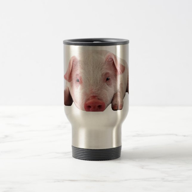 Niedliches Baby Pig Travel Coffee Mug Reisebecher (Mittel)