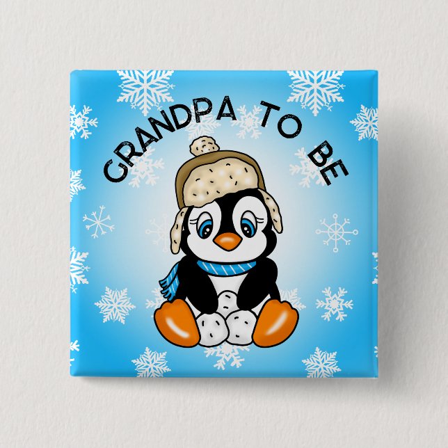 Niedliches Baby Pinguin Opa zu sein | Babydusche Button (Vorderseite)