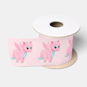 Niedliches Baby Pink Dragon Satinband