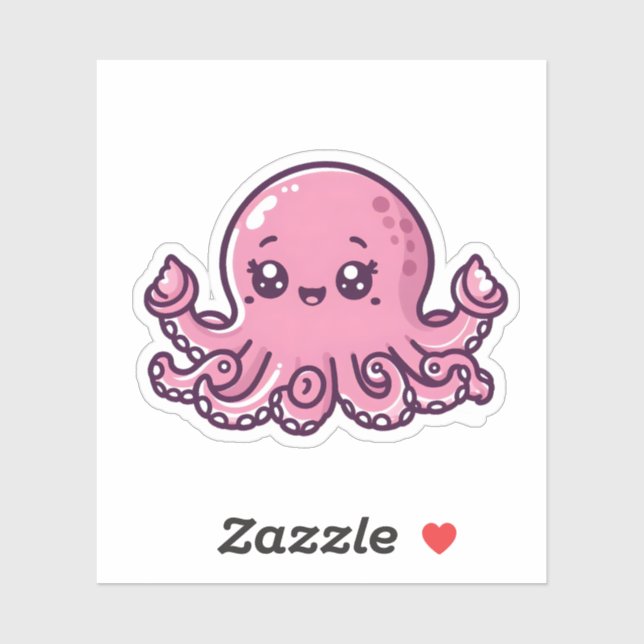 Niedliches Baby Pink Octopus Custom Cut Vinyl Stic Aufkleber (Blatt)