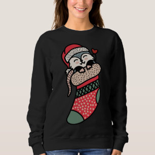 Niedliches Baby Possum in der Weihnachtssocke Xmas Sweatshirt
