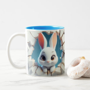niedliches Baby Rabbit Hot Cocoa Kaffees Tiere in Zweifarbige Tasse