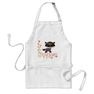 Niedliches Baby Raccoon mit Blume Schürze