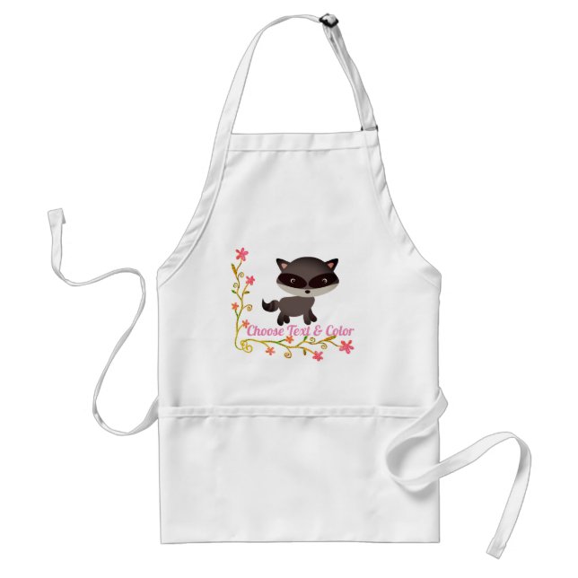 Niedliches Baby Raccoon mit Blume Schürze (Vorne)