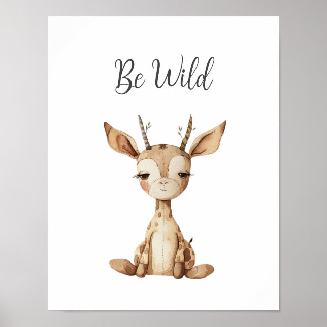 Niedliches Baby Reh Be Wild Kinderzimmer Kinderzim Poster (Vorne)