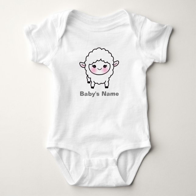 Niedliches Baby Sheep Lamm Personalisiert Baby Bod Strampler (Vorderseite)