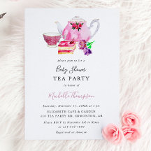 Niedliches Baby Shower Tee Party Pink Teekanne Scr