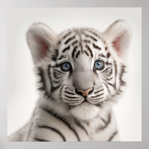 Niedliches Baby-Sibirischer-Weißer-Tiger-Porträt   Poster