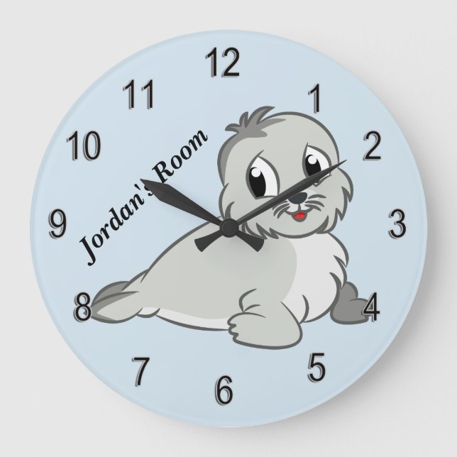 Niedliches Baby-Siegel der Kinderuhr Große Wanduhr (Vorderseite)