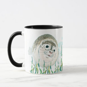 Niedliches Baby Siegel Farbbild Guten Morgen Tasse
