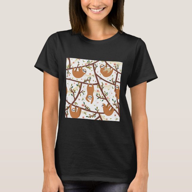 Niedliches Baby-Sloth mit Mama Scoop T-Shirt (Vorderseite)