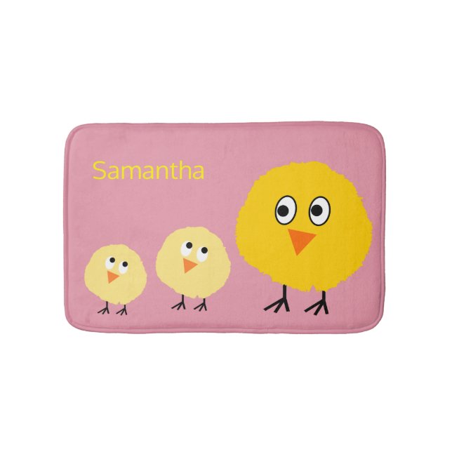 Niedliches Baby-Tierhuhn-personalisiertes Mädchen Badematte (Vorderseite)