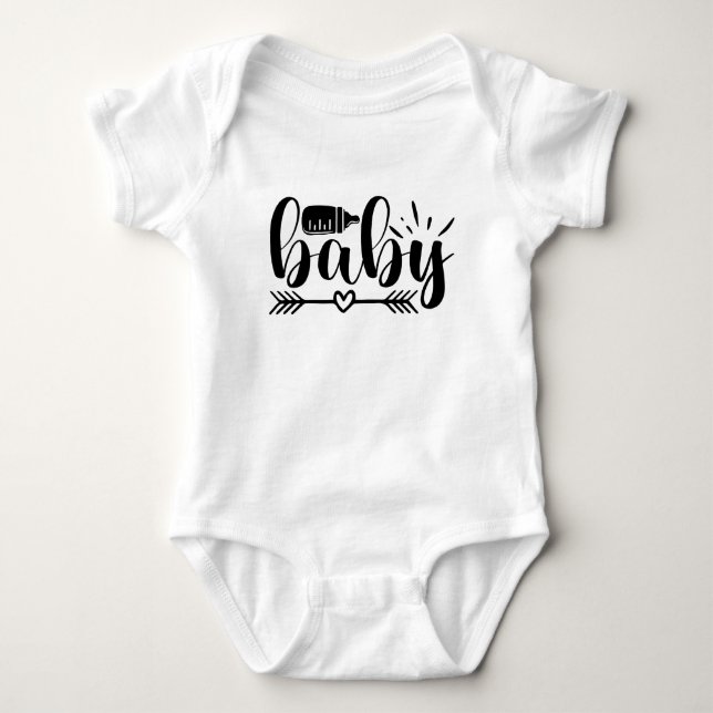 Niedliches Baby Typografisches Herz-Arrow-Flaschen Baby Strampler (Vorderseite)