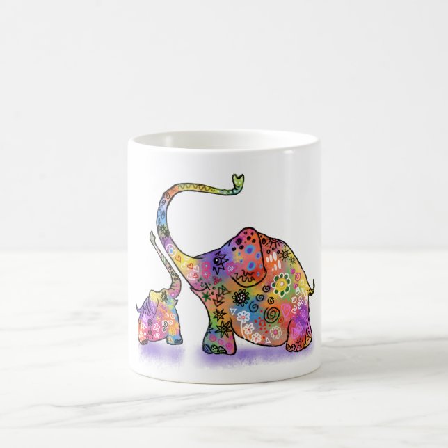 Niedliches Baby und Mama Elephant Tasse (Mittel)