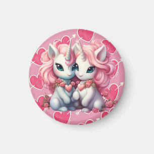 Niedliches Baby Unicorns Cuple für Valentinstag Ge Magnet