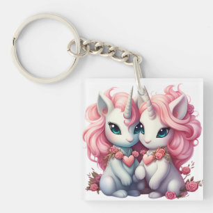 Niedliches Baby Unicorns Cuple für Valentinstag Ge Schlüsselanhänger