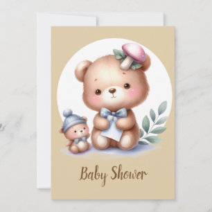 Niedliches Baby Watercolor Teddy Bear Baby Einladung