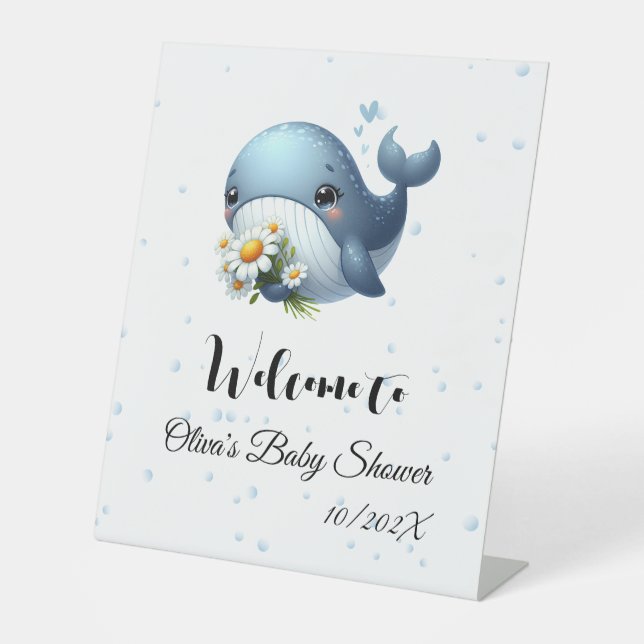Niedliches Baby Whale Babydusche Schild (Vorderseite)