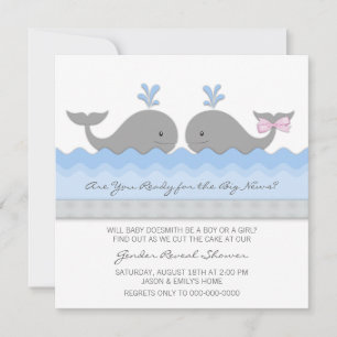 Niedliches Baby Whale Gender Reveal Einladung