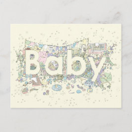 Niedliches Baby Word Art Pastel Farben Geschlecht  Postkarte