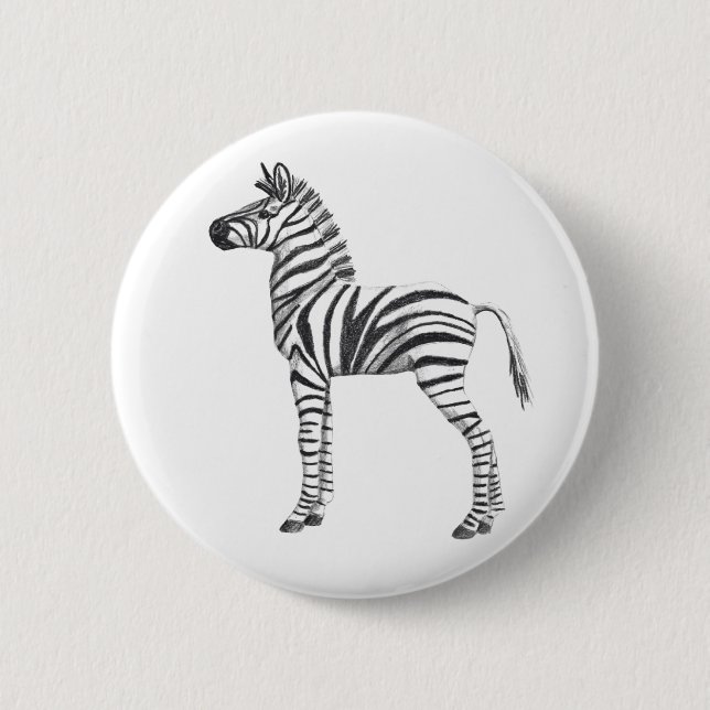 Niedliches Baby Zebra Zeichnend Button (Vorderseite)