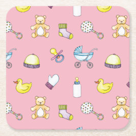 Niedliches Babyduschverhalten Rechteckiger Pappuntersetzer