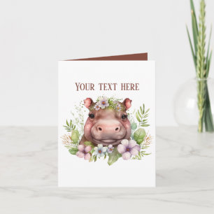 Niedliches Babyhippo fügt Text zu jedem Zweck hinz Karte