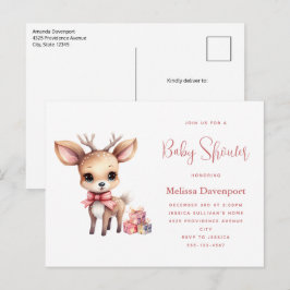 Niedliches Babyhirsch mit Geschenke Babydusche Einladungspostkarte